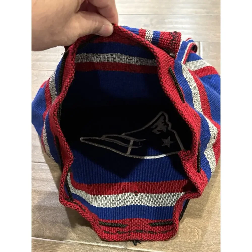 New England Patriots Unisex Blue Red Woven Mexican Baja Backpack Tote